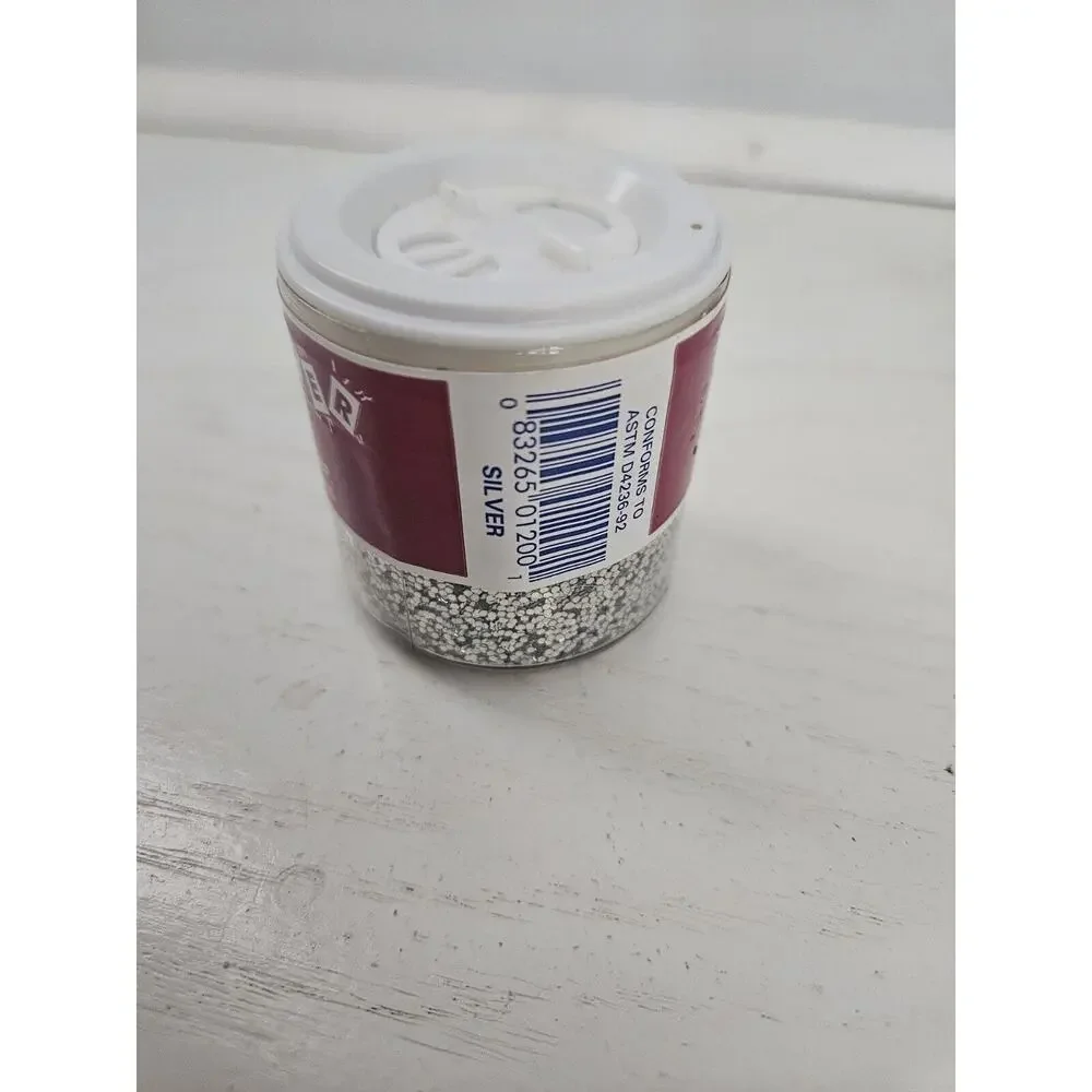 Vintage Glitter Glitterex‎ Corp 2oz Silver Made In USA Open 95% Full